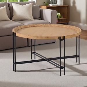 32" Fir & Iron Round Coffee Table - 1 of 4