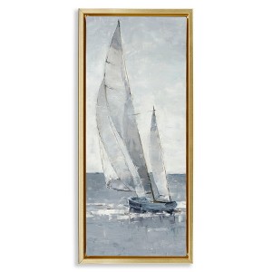 Stupell Industries Grey Sailboat Nautical Abstraction Floating Frame Canvas Art - 1 of 4