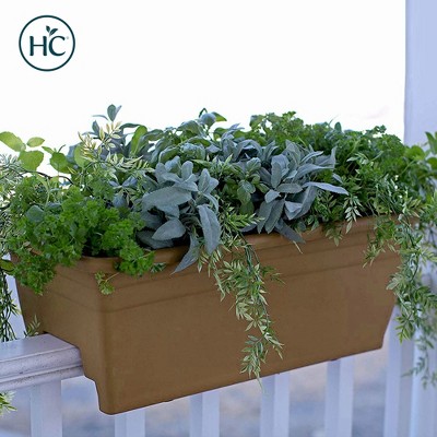 Chocolate Brown 12-Inch Plastic Outdoor Deck Planter Box Set