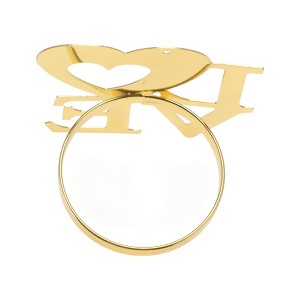Unique Bargains Napkin Rings Letter Pattern Stainless Steel Gold Tone 1 Pc - 1 of 3