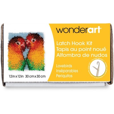 Wonderart Latch Hook Kit 12"X12"-Lovebirds