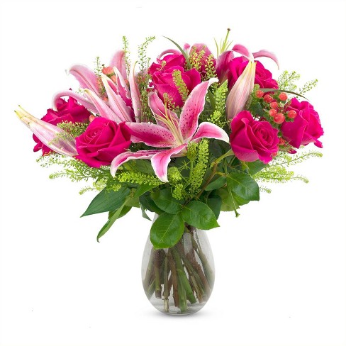Single Colour Pink Roses Flower Bouquet - Good 4 You Gift Baskets USA