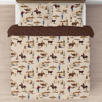 Wild West Cowboy Brown Microfiber Full Bedding Set