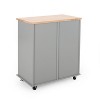 Vynxaria Kitchen Island Cart - Storage, Rolling Side Table with Large Rubberwood Worktop, Cabinet & Drawers for Kitchen & Dining Room,Gray - 4 of 4