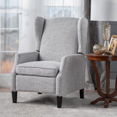 Wingback Recliner Chair with Nailhead Trim,Upholstered Push Back Accent Chair with Birch Wood Legs for Living Room or Bedroom-Maison Boucle