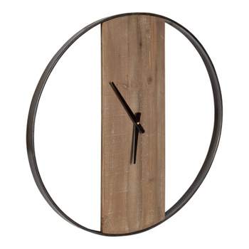 24" x 24" Ladd Round Numberless Wall Clock Natural/Black - Kate & Laurel All Things Decor