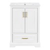YOOCOZZ 24 & 30 Inch Freestanding Bathroom Vanity with Sink, Solid MDF Cabinet, 1 Divided Drawer & 2 Soft Close Doors, Double Shelf on the Door - 2 of 4