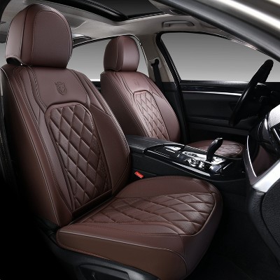 Coverado Coffee Auto Seat Covers Faux Leather Front Seat Protector Accessories Universal Fit Most Vehicles SCUF21