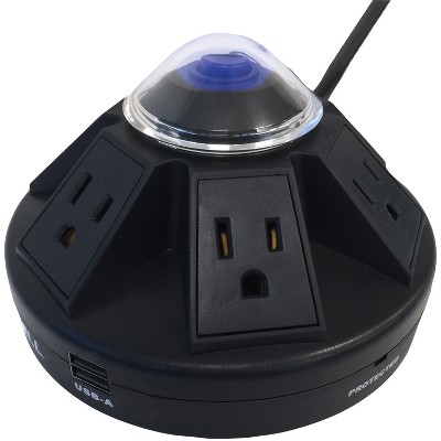 Accell Powramid 6-Outlet Power Center with Surge Protection and USB Charging Station (Black)
