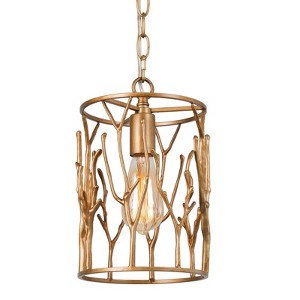 LNC Unique 1-Lights 7.5" Modern Cylinder Mini Pendant  Lights, Antique Gold Branch - 1 of 4