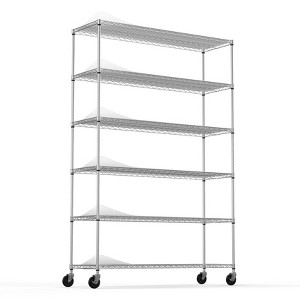 Dolonm Wire Shelving Unit, 6000 LBS NSF Height Adjustable Metal Garage Storage Shelves with Wheels,Metal Shelves - 1 of 4