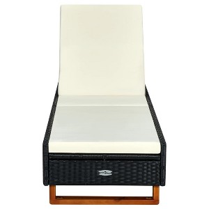 vidaXL Adjustable Black Sunbed with Cushion in Durable Poly Rattan and Solid Acacia Wood Legs, Weather-Resistant and Easy to Clean - 1 of 4