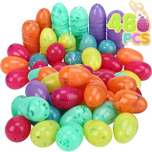 Patterned Eggs Marbled Eggs 48PCS 2.4inch Marbling Plastic Easter Eggs Easter Eggs Hunt Easter Basket Stuffers Fillers - 1 of 4