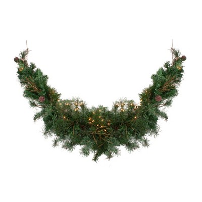 Northlight 6' x 9" Prelit Country Mixed Pine Artificial Christmas Swag - Clear Lights