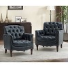 Set of 2 Enrique Genuine  Leather Armchair with Turned Legs | ARTFUL LIVING DESIGN - 2 of 4