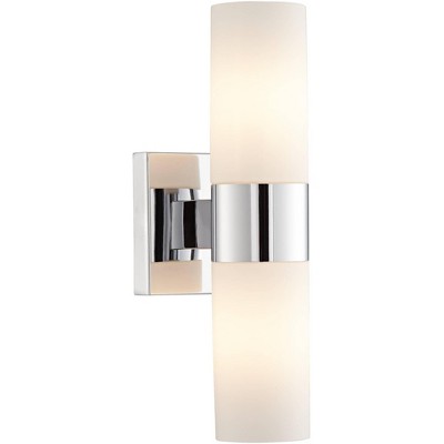 Minka Lavery Modern Wall Light Sconce Chrome Hardwired 4 1/2" 2-Light Fixture Opal Glass Shade for Bedroom Bathroom Living Room
