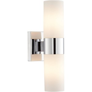 Minka Lavery Modern Wall Light Sconce Chrome Hardwired 4 1/2" 2-Light Fixture Opal Glass Shade for Bedroom Bathroom Living Room - 1 of 4