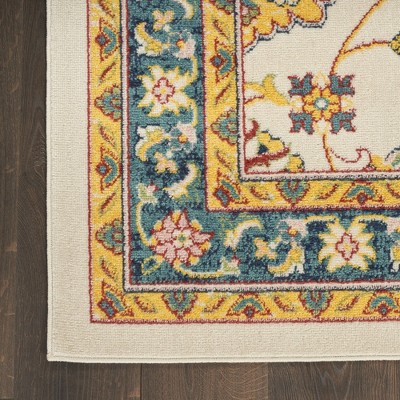 Ivory Gold Persian Floral 8' x 10' Synthetic Area Rug