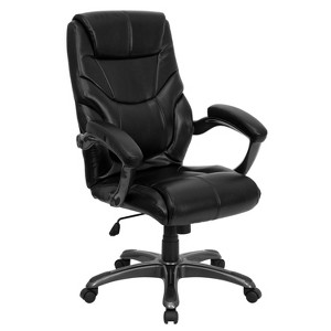 Emma and Oliver High Back LeatherSoft Executive Ergonomic Office Chair-Arms - 1 of 4