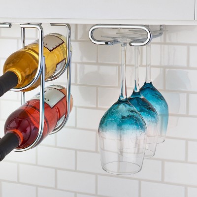 Satin Nickel Under Cabinet Quad Stemware Rack