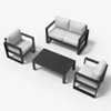 LayinSun 4 Pieces Aluminum Outdoor Patio Furniture Set, Metal Modern Conversation Sofa Set with Coffee Table and Washable Thick Cushions - 2 of 4