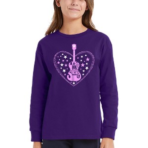 LA Pop Art It's A Love Story - Girl's Word Art Long Sleeve T-Shirt - 1 of 4