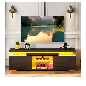 Modern TV Stand With Charging Station & LED Lights For 55/60/65 Inch TV Entertainment Center Media Console Living Room - 1 of 4
