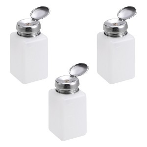 Unique Bargains HDPE Alcohol Cleanser Polish Remover Press Pumping Dispensers White 3 Pcs - 1 of 4