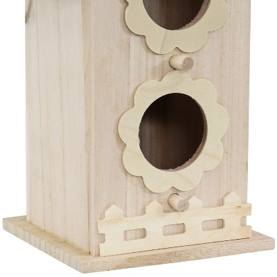 Whimsical Natural Wooden Hanging Bungalow Birdhouse
