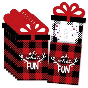 Big Dot of Happiness Prancing Plaid - Reindeer Holiday and Christmas Party Money and Gift Card Sleeves - Nifty Gifty Card Holders - 8 Ct - 1 of 4