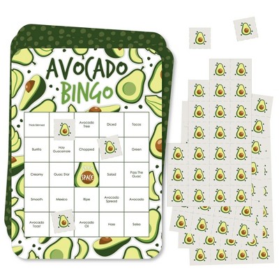 Big Dot of Happiness Hello Avocado - Bingo Cards and Markers - Fiesta Party Bingo Game - Set of 18