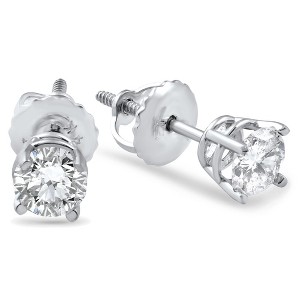 Pompeii3 3/8ct Diamond Screw Back Studs 14K White Gold - 1 of 2