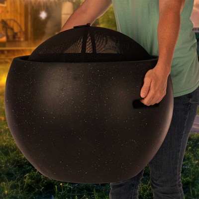 24" Black Magnesium Oxide Round Outdoor Fire Pit Set