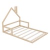 CAVINAS Full Size Wood Montessori Bed,Modern Floor Bed with House-Shaped Headboard and Handrails,Toddler Bed for Bedroom - 4 of 4
