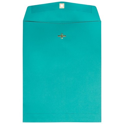 JAM Paper 10x13 Open End Catalog Colored Envelopes w/Clasp Closure Sea Blue 900766073B