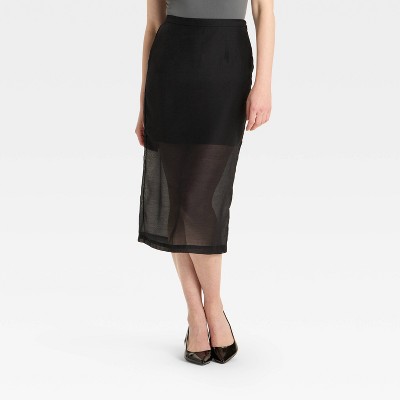 Women's Sheer Midi A-Line Skirt - A New Day™