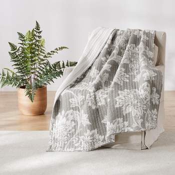Sanira Taupe Floral Quilted Throw - Levtex Home