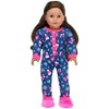 Sophia’s Hot Cocoa Pajama Onesie with Fuzzy Slippers for 18” Dolls, Navy/Hot Pink - 2 of 4