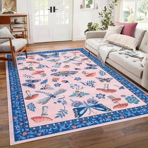 Washable Rug - Non-Slip Soft Farmhouse Carpet Low Pile Thin Floor Cover for Living Room, Bedroom Nursery Dining Room Dorm - 1 of 4
