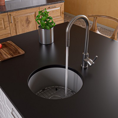ALFI Gray Matte Round 18 Inches x 18 Inches Undermount / Drop In Fireclay Prep Sink