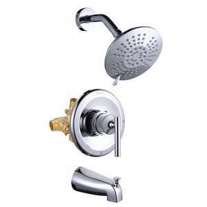 WOWOW Single-Handle 5-Spary Settings Round Shower Faucet with Tub Spout (Valve Included) - 1 of 4