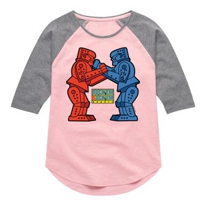 Girls' - Rock 'Em Sock 'Em Robots - Rock 'Em Robots Shirt Tail Raglan Graphic T-shirt - 1 of 3
