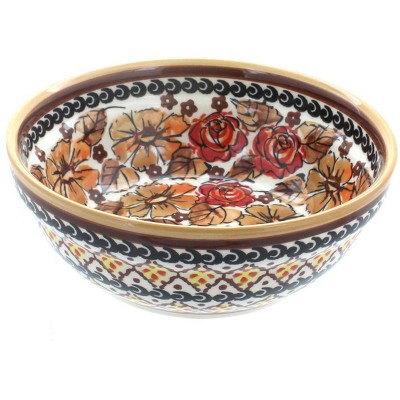 Blue Rose Polish Pottery Autumn Rose Cereal/Soup Bowl