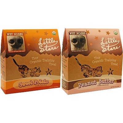 Wet Noses Little Stars Tiny Organic Dog Training Treats in 2 Flavors: (1) Peanut Butter and (1) Sweet Potato (2 Boxes Total, 9 Ounces Each)