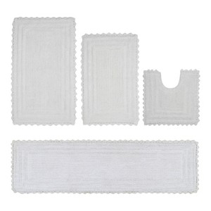 Lilly Crochet Collection 100% Cotton Tufted Reversible 4-Piece Bath Rug Set – Super Absorbent, Machine Washable Bathroom Mats with Crochet Pattern - 1 of 4