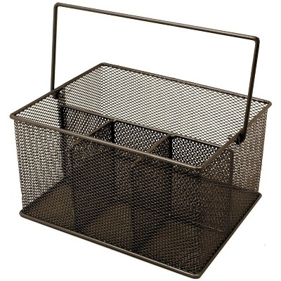 LunaLulinlk Steel Mesh Storage Organizer Caddy for Silverware, Napkins, Condiments, and more - (Brown)