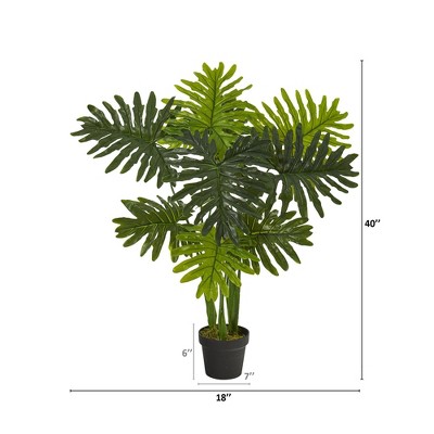 40-inch Green Plastic Philodendron Faux Potted Plant