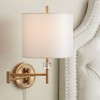 Possini Euro Design Kohle Modern Swing Arm Wall Lamp Polished Brass Plug-in Light Fixture White Inner Sheer Outer Drum Shade for Bedroom Bedside House - 2 of 4