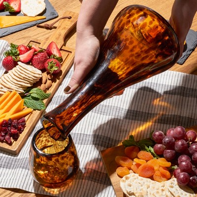 Amber Hand Blown Recycled Glass Wine Decanter