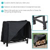 Sunnydaze Outdoor Steel Firewood Log Rack Holder with Weather-Resistant Heavy-Duty Polyester Log Rack Cover - 30" - Black - 2 of 4